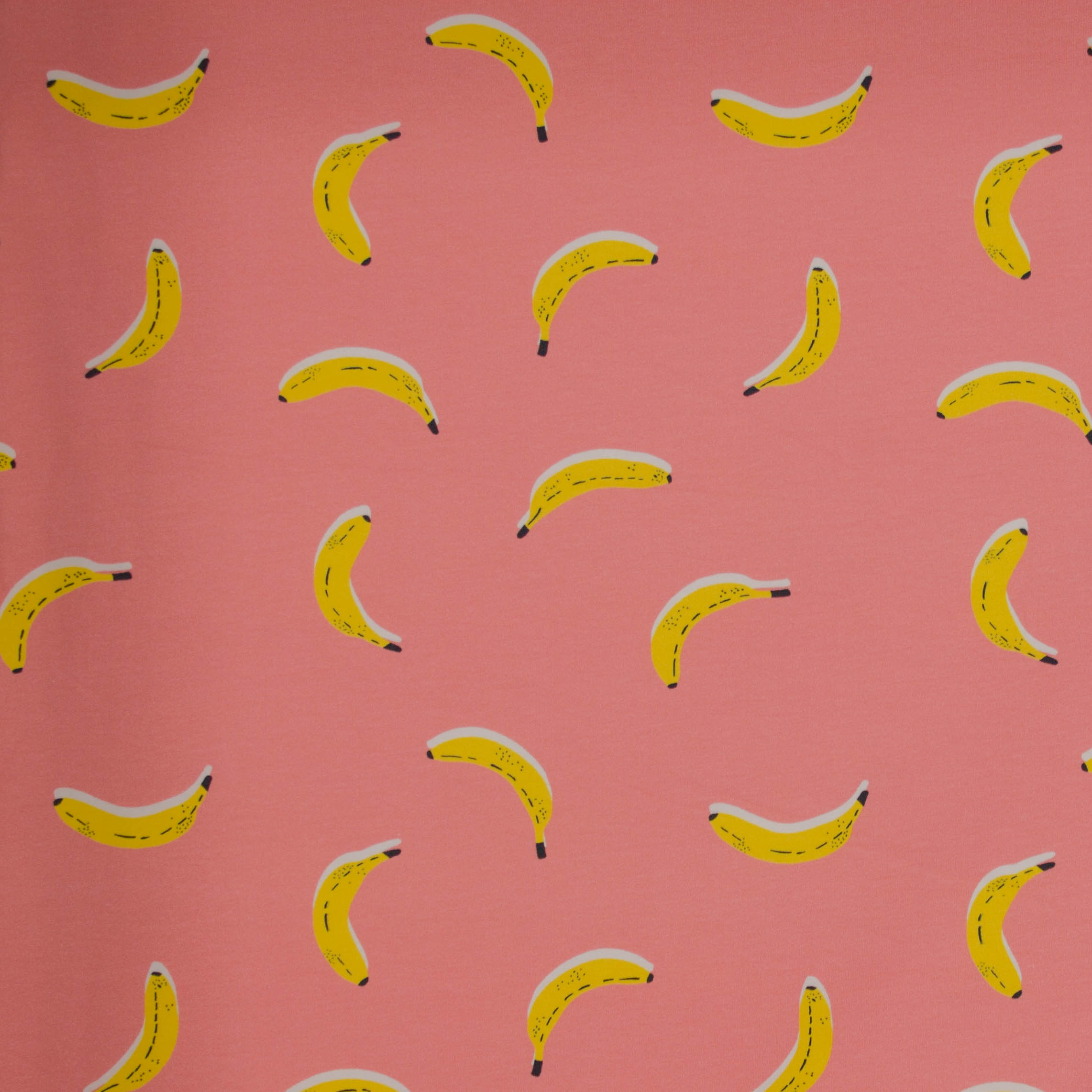 Zalmroze kindertricot met bananen