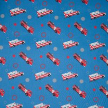 Katoen blauw brandweer motief