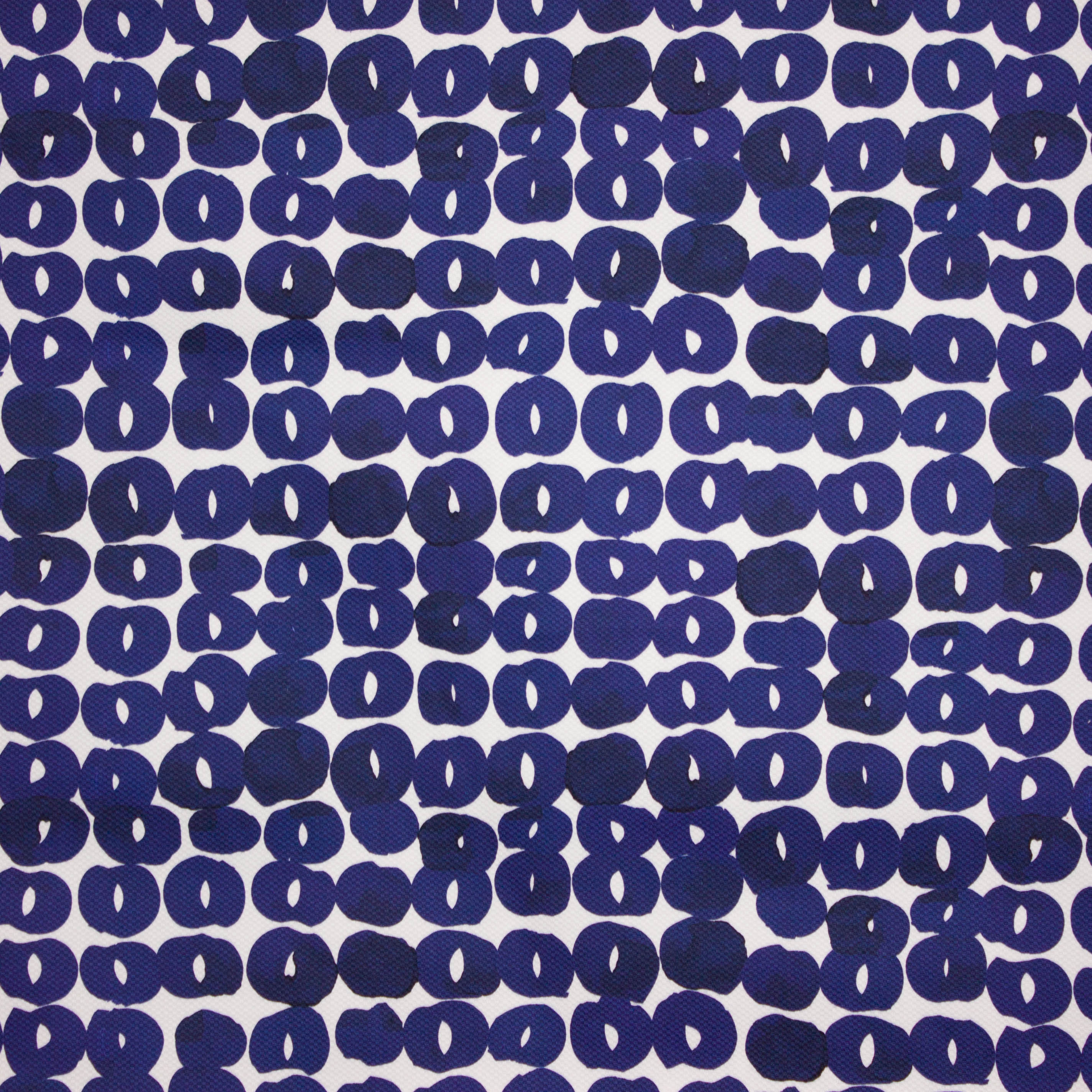 Italiaanse witte piqué katoen met blauwe motieven van 'Alta Moda'