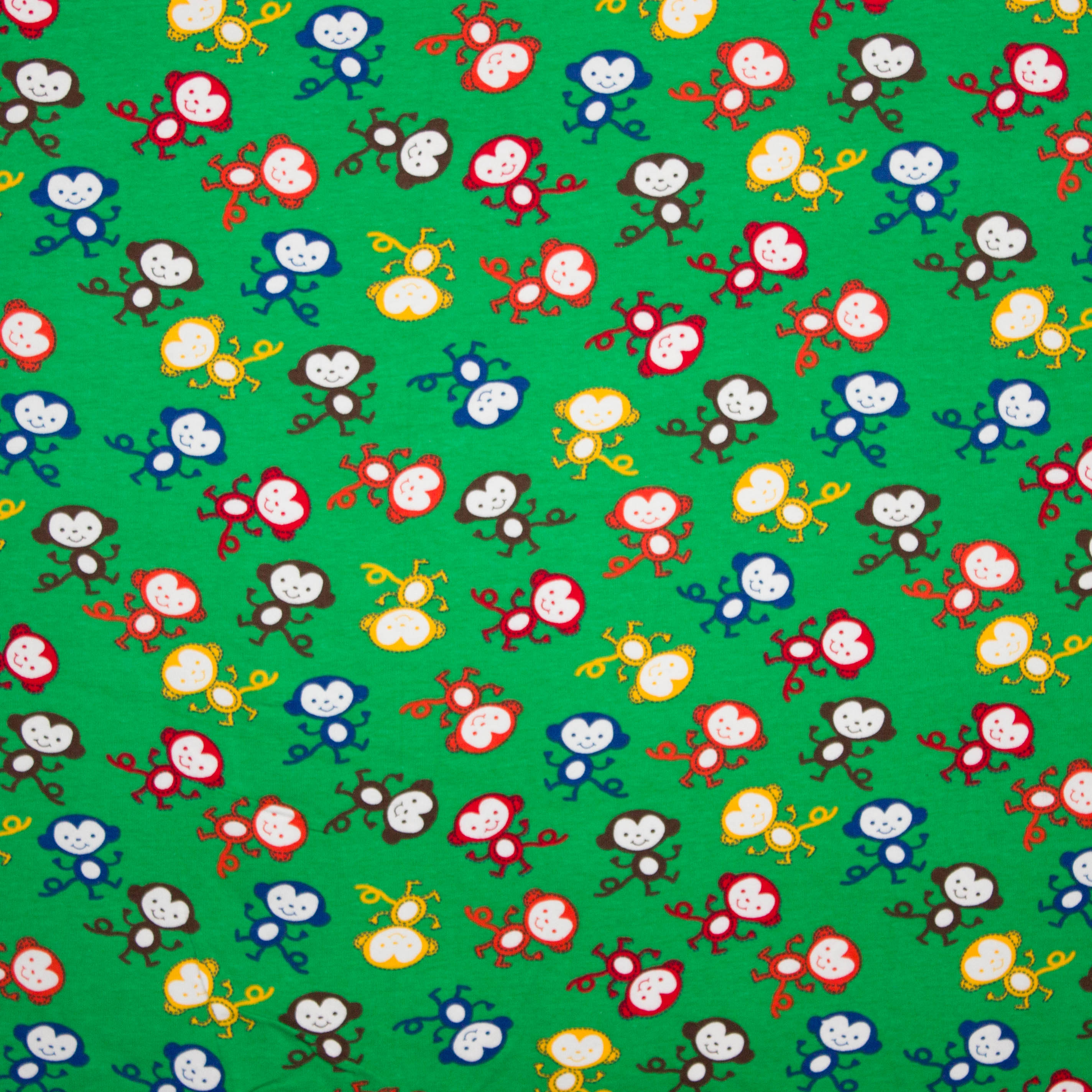 Katoen tricot POPPY aapjes motief