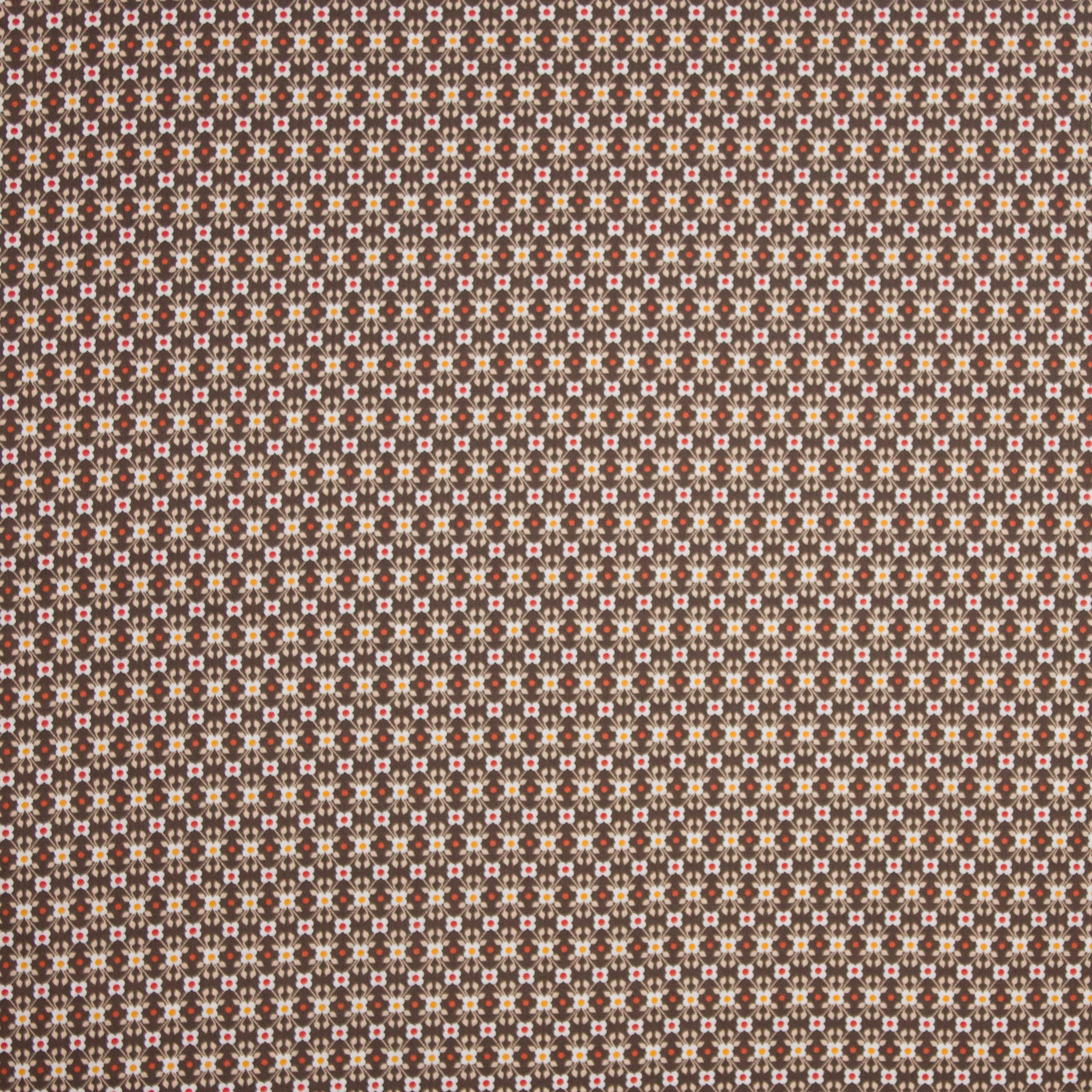 Katoen bruin retro motief