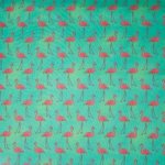 Katoen groen met flamingo motief