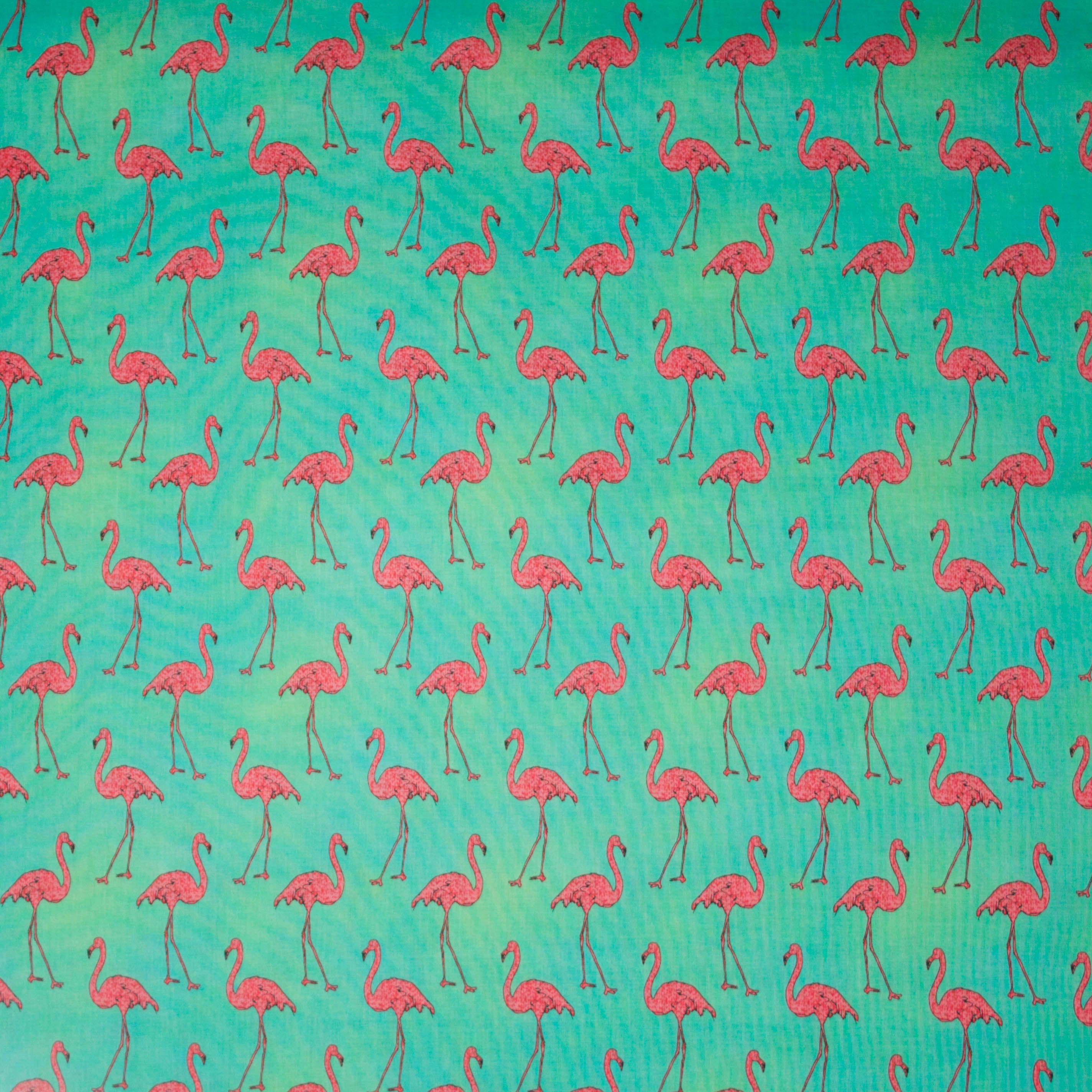 Katoen groen met flamingo motief