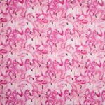 Roze katoen met flamingo motief