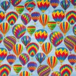Blauwe katoen met luchtballon motief