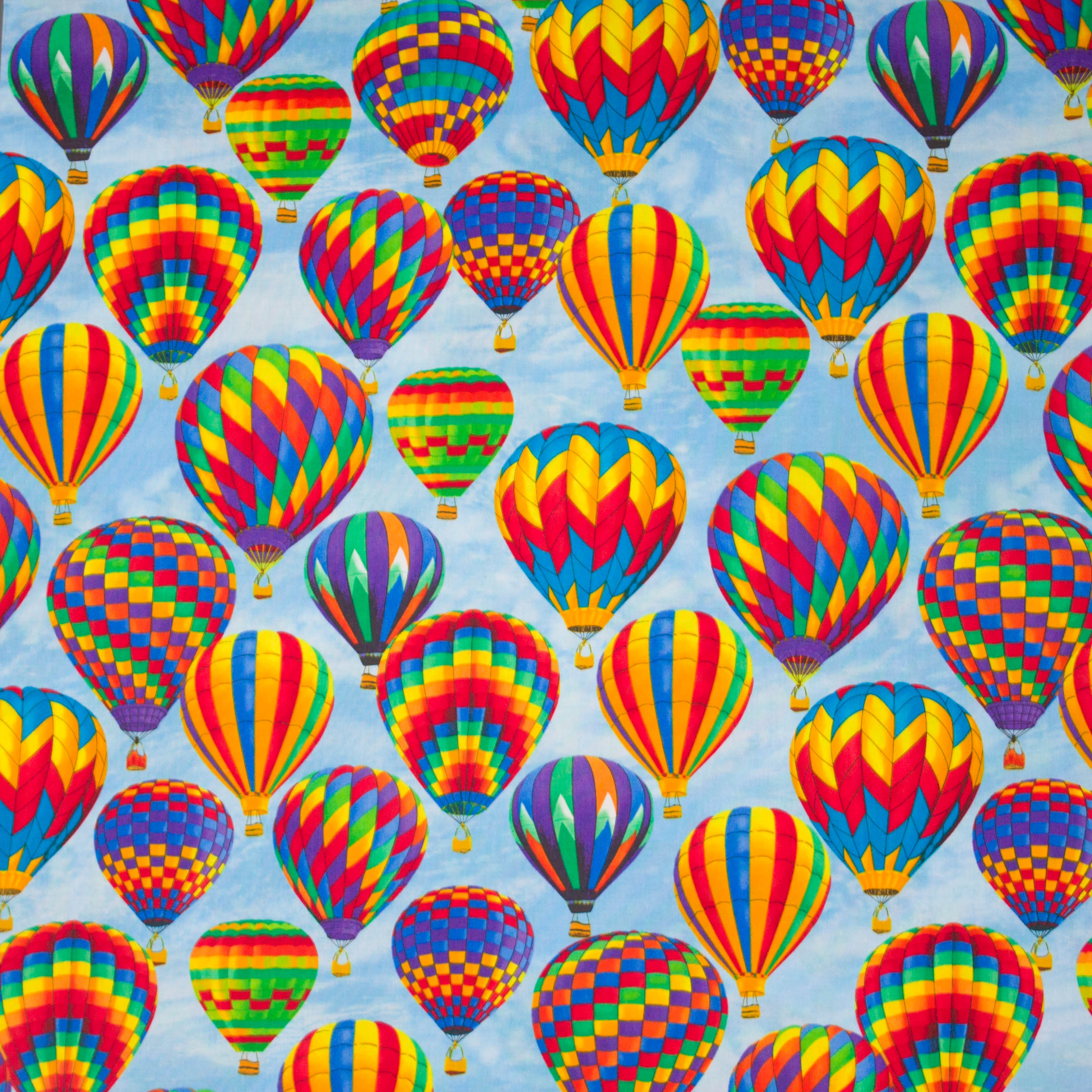 Blauwe katoen met luchtballon motief