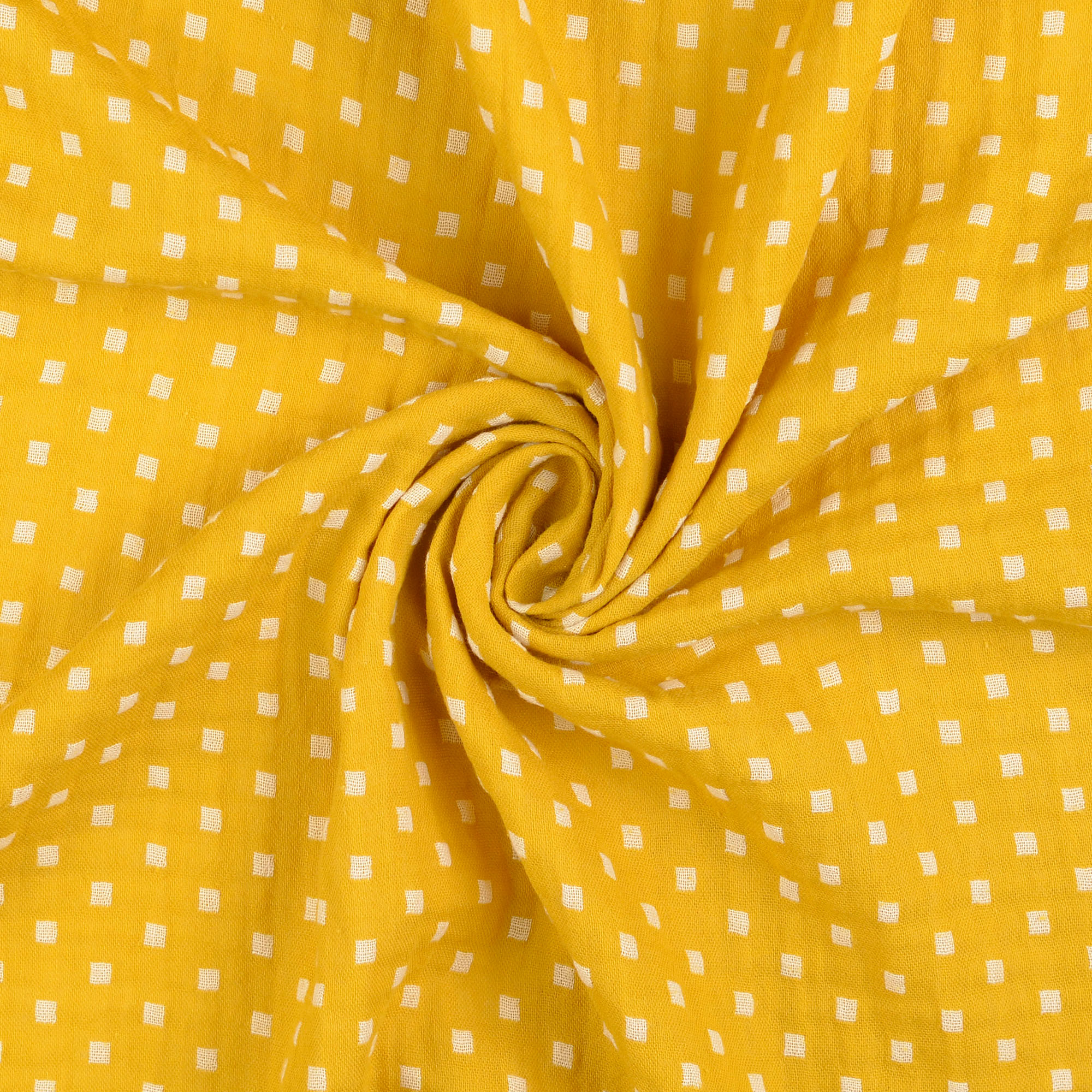 Oker double gauze met vierkantjes van Little Darling