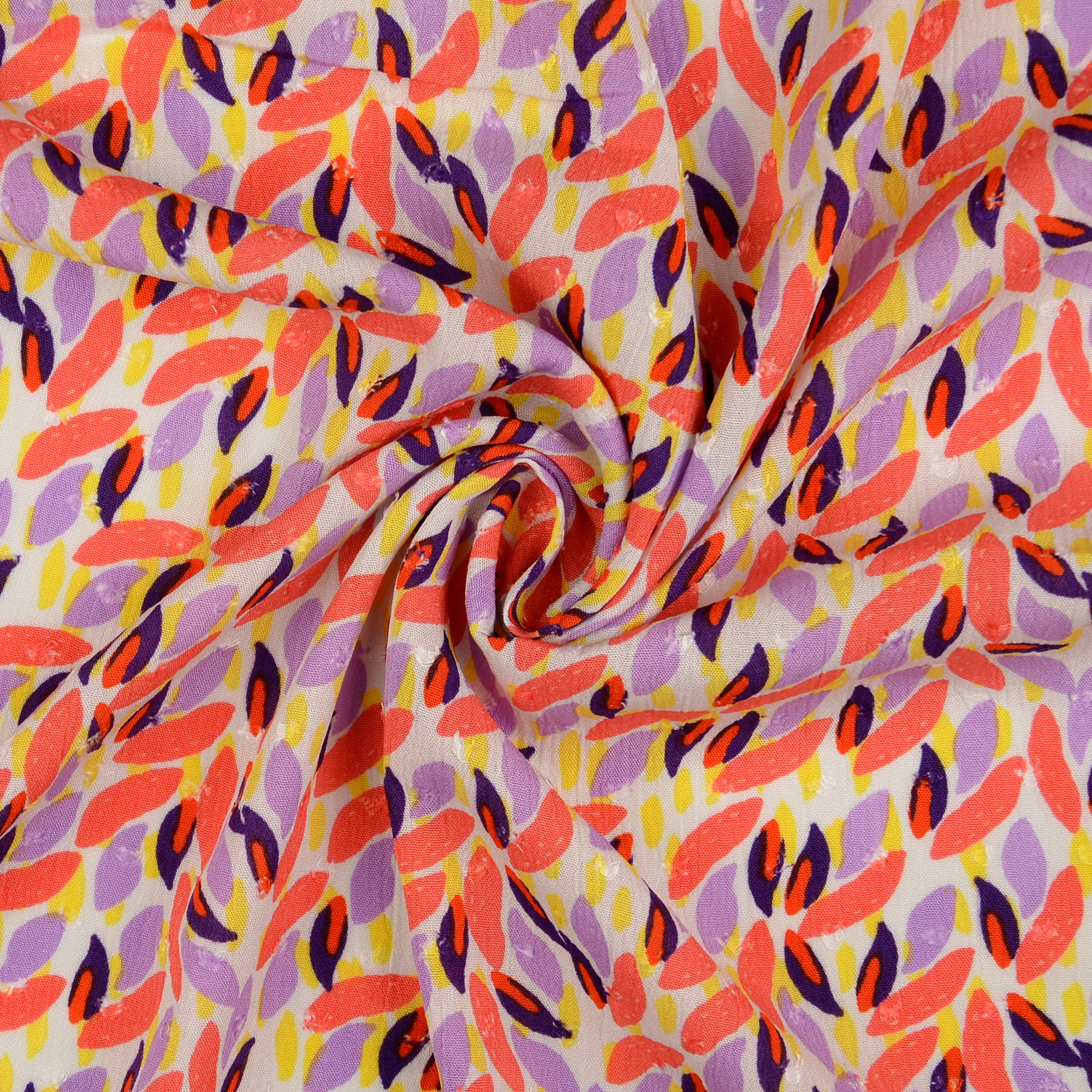 Witte viscose met kleurrijk bladermotief van Milliblu's