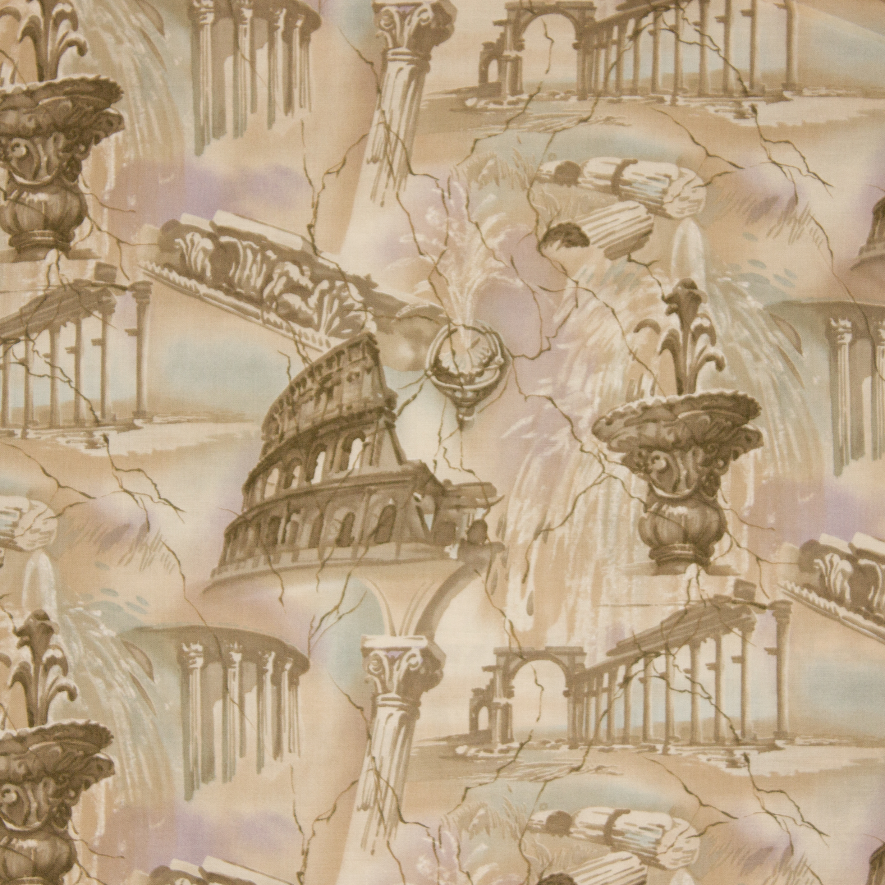 Beige katoen met romeinse ruïnes