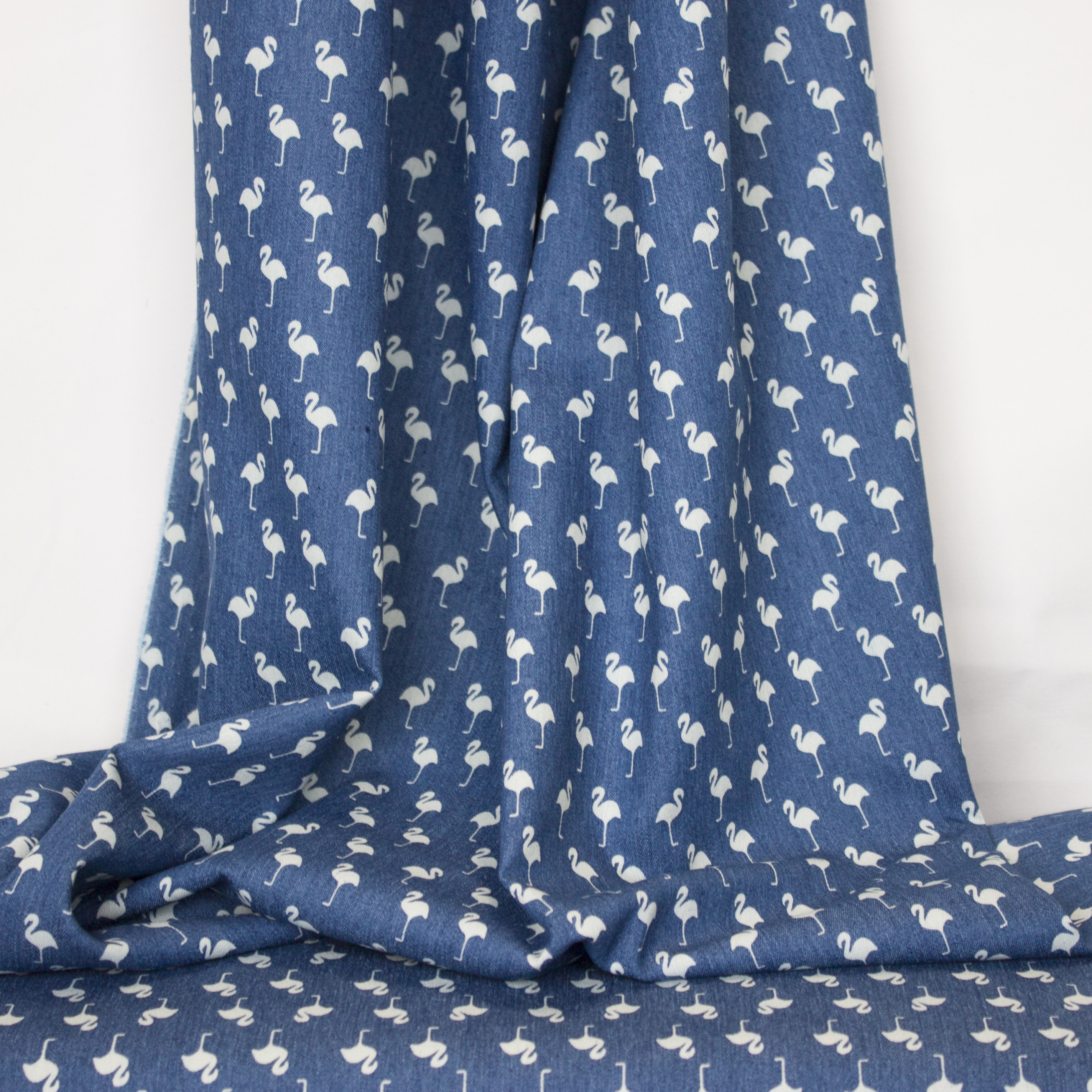 Blauwe jeans met flamingo's