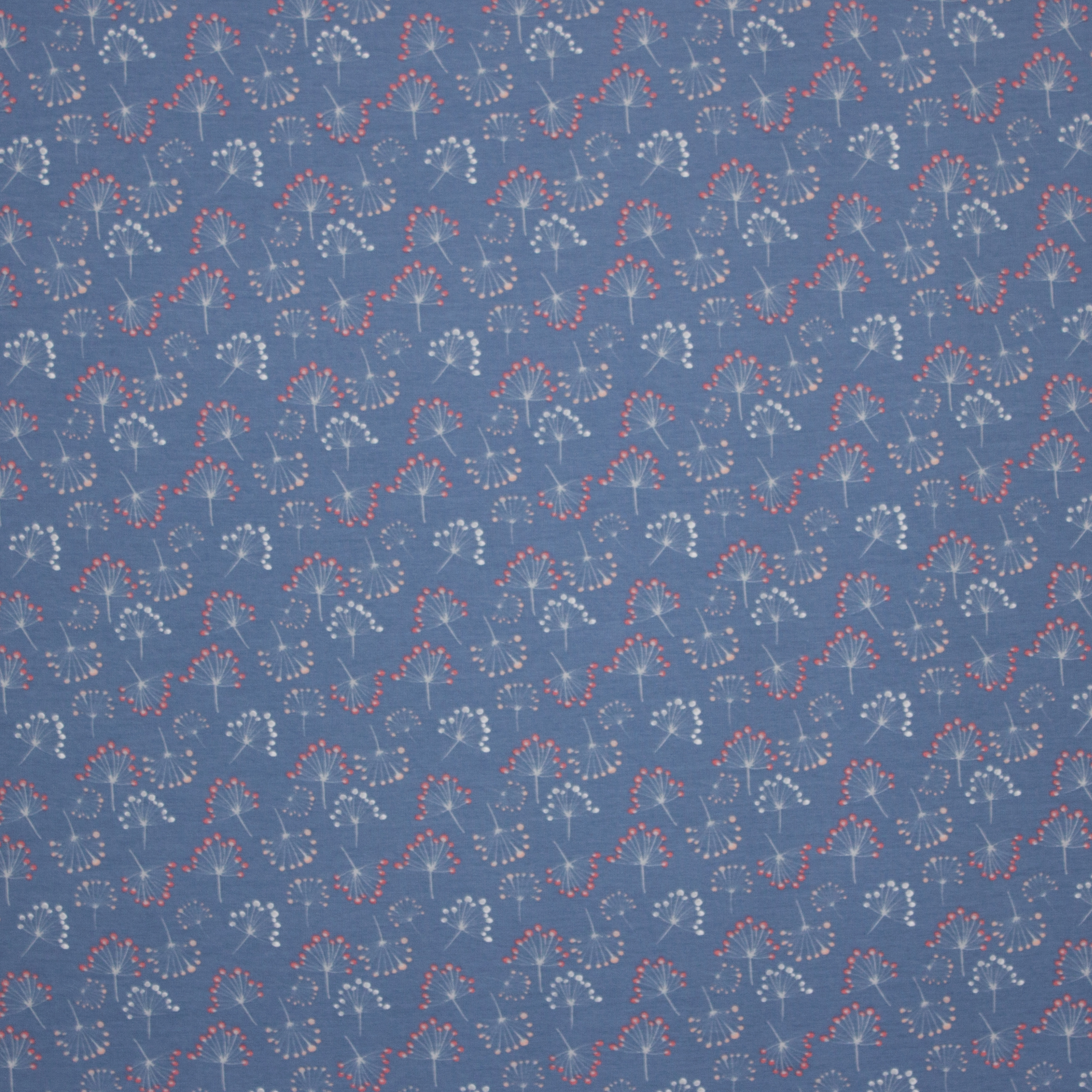 Blauwe tricot met bloemetjes