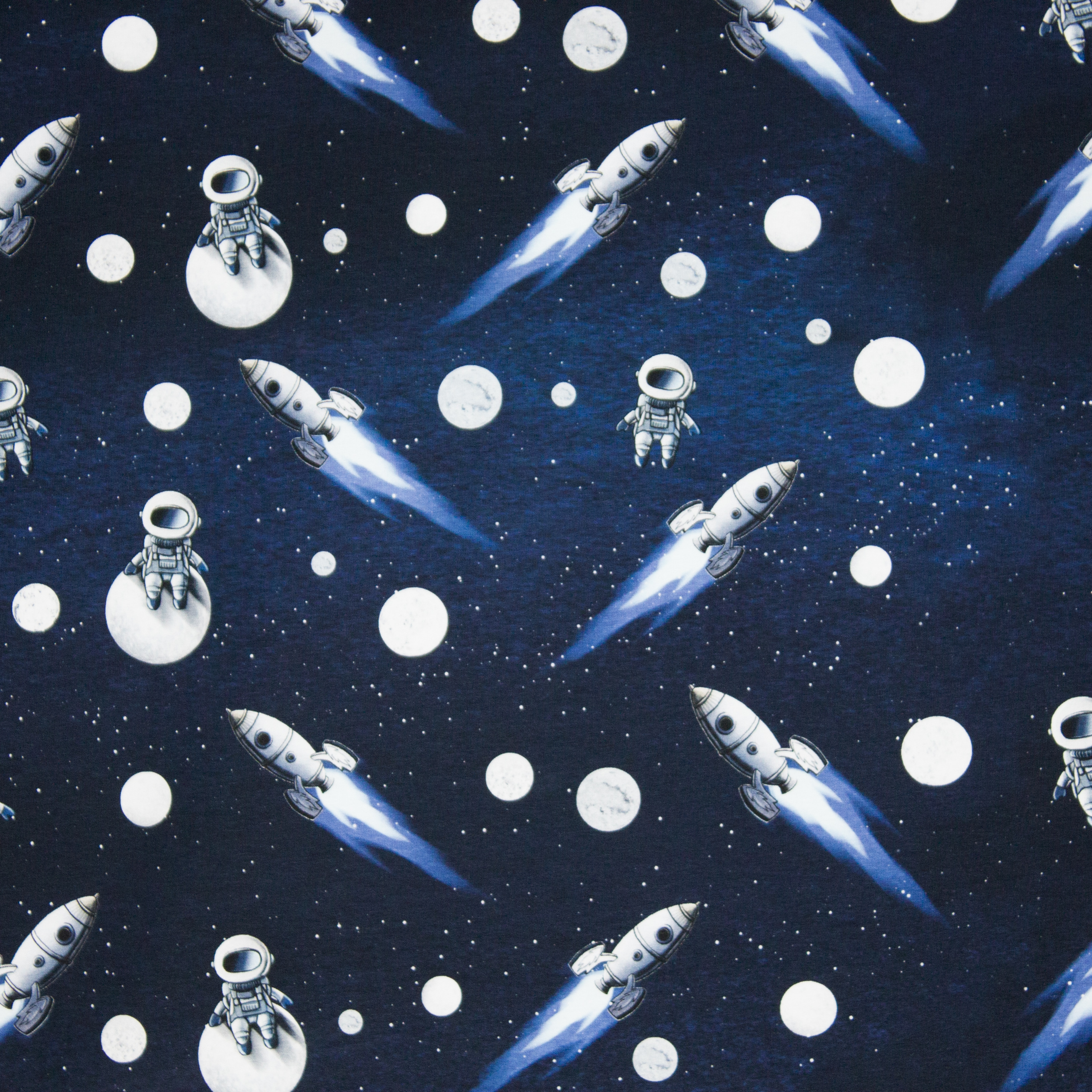 Donker blauwe french terry ruimtevaart 'Moonwalker'