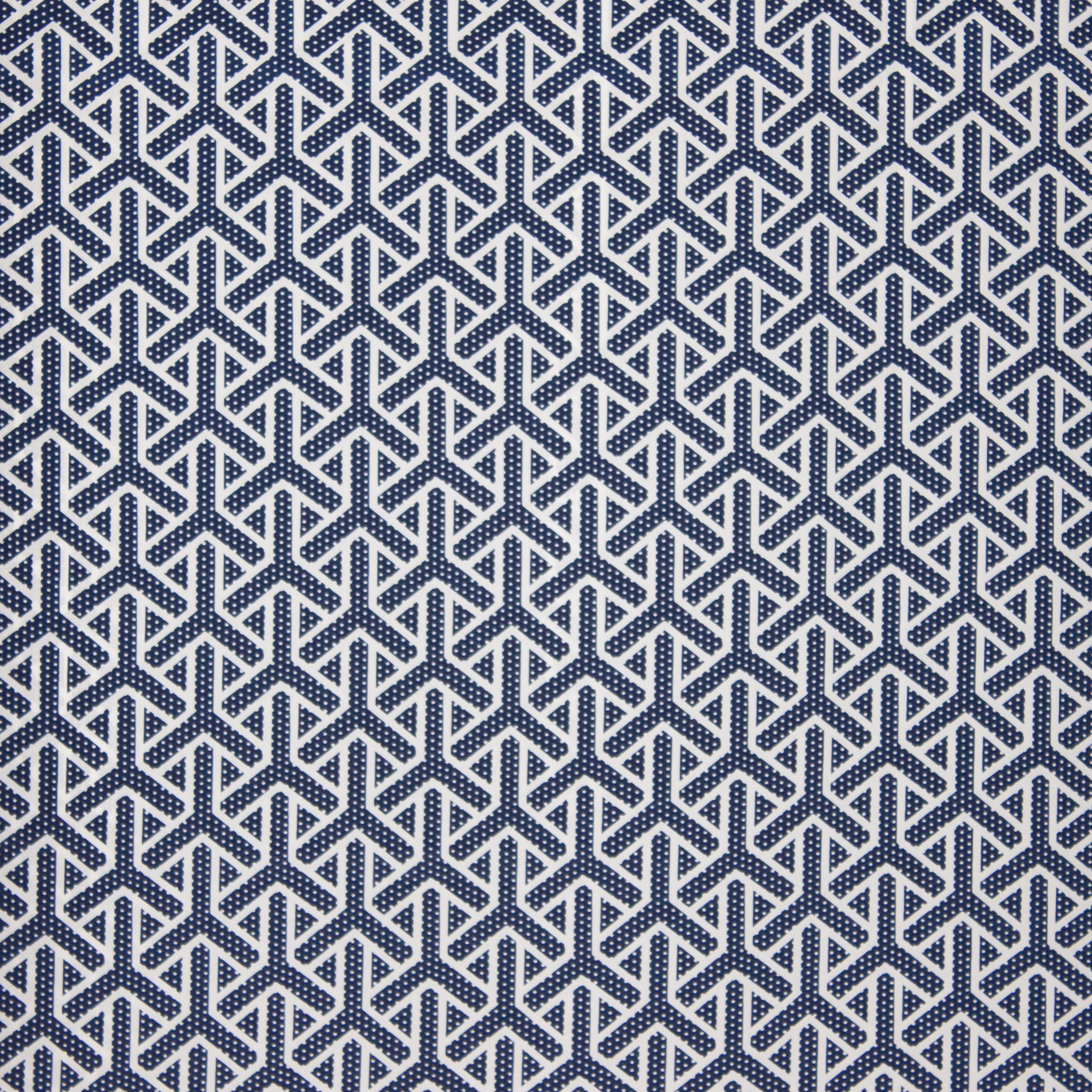Blauwe polyester met wit motief