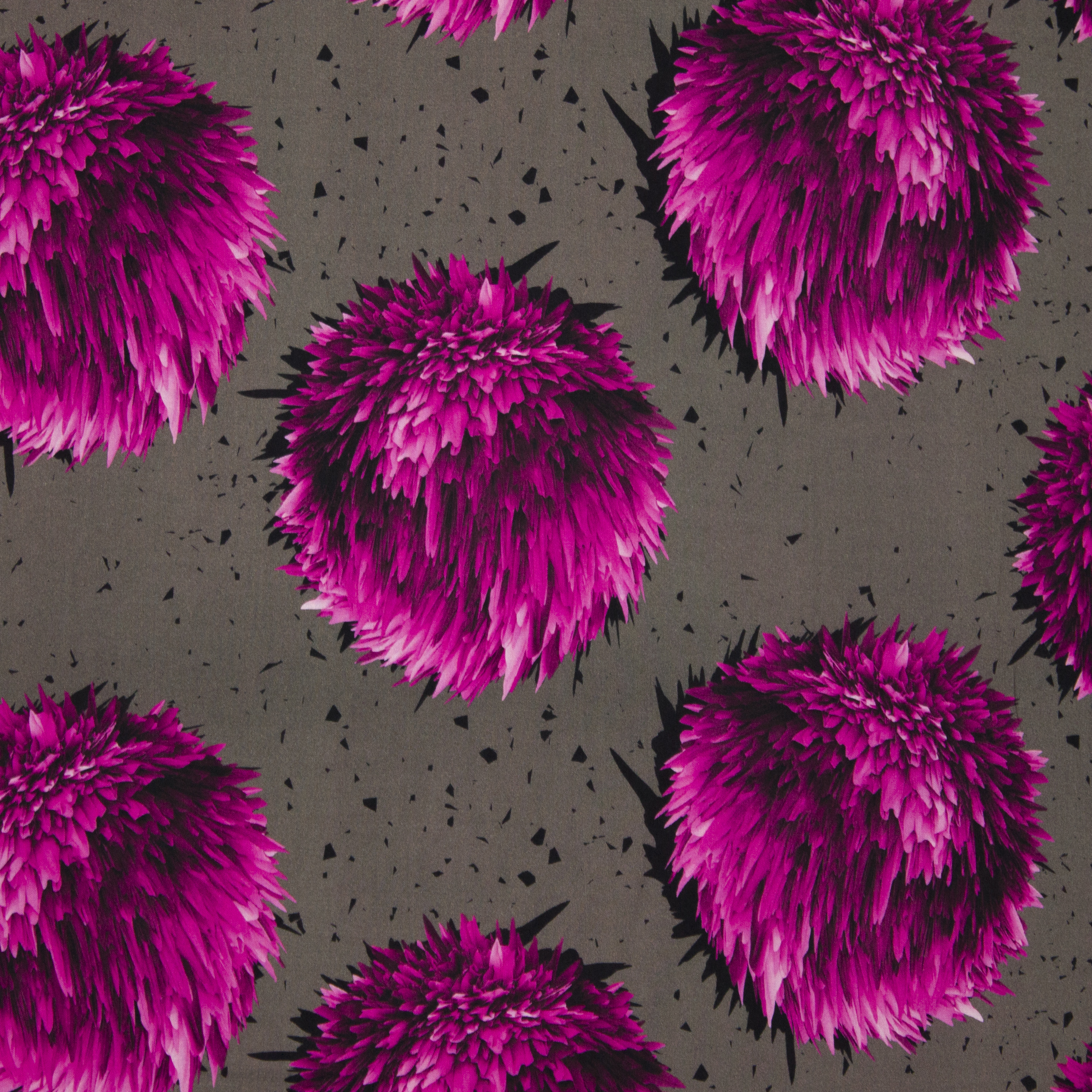 Grijsgroene viscose met distel print