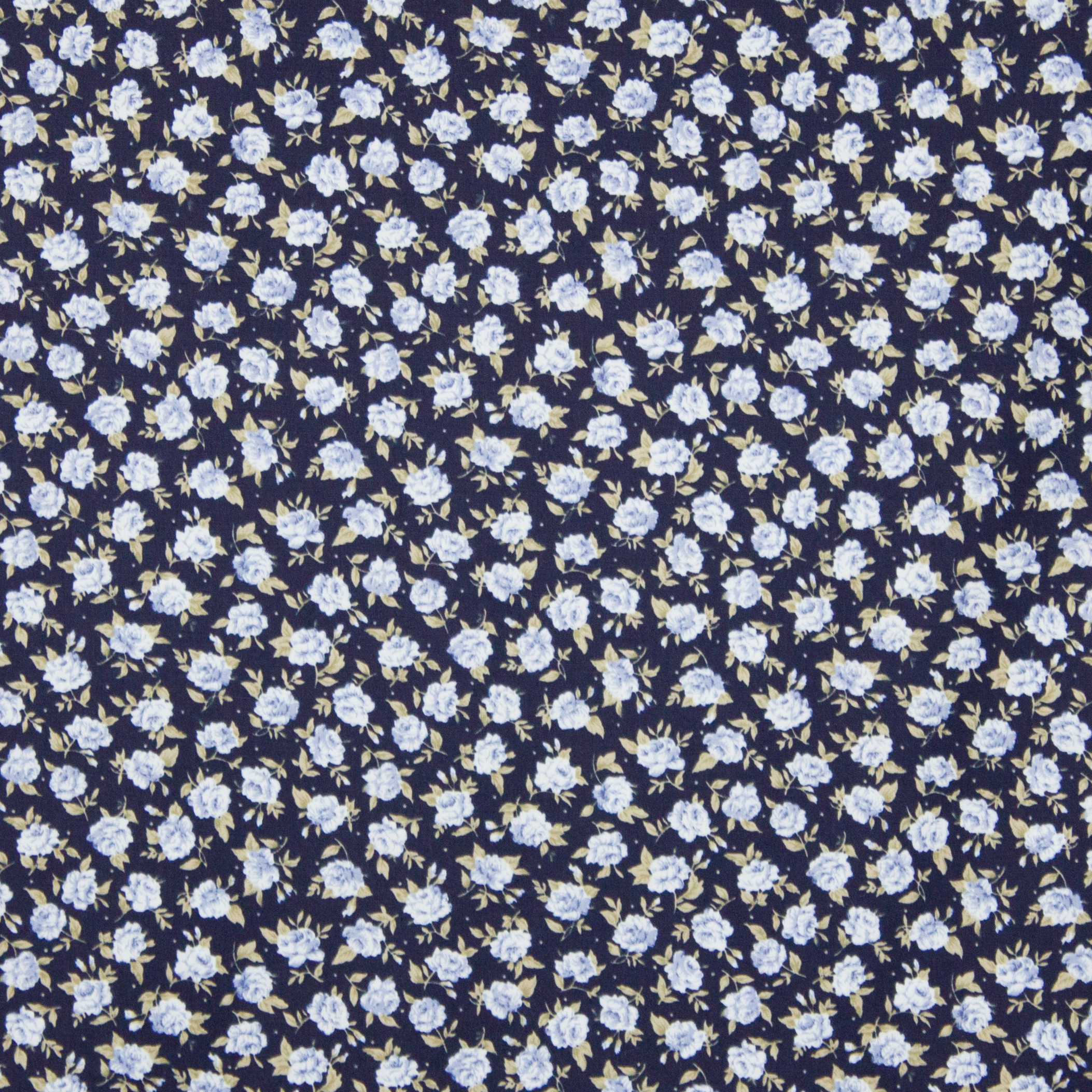 Donkerblauwe katoen met blauwe rozen