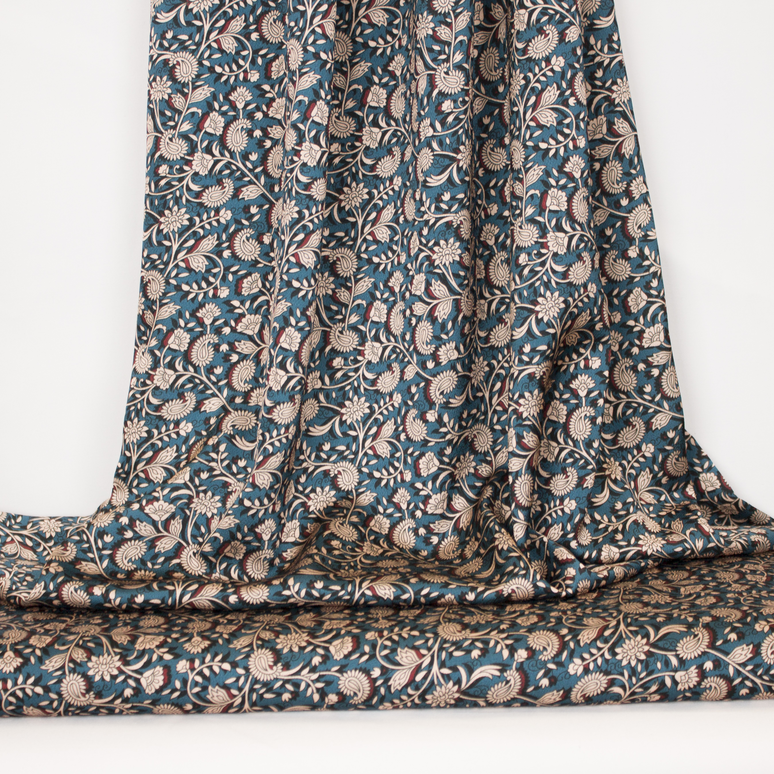 Turquoise polyester met bloemenpatroon van La Maison Victor
