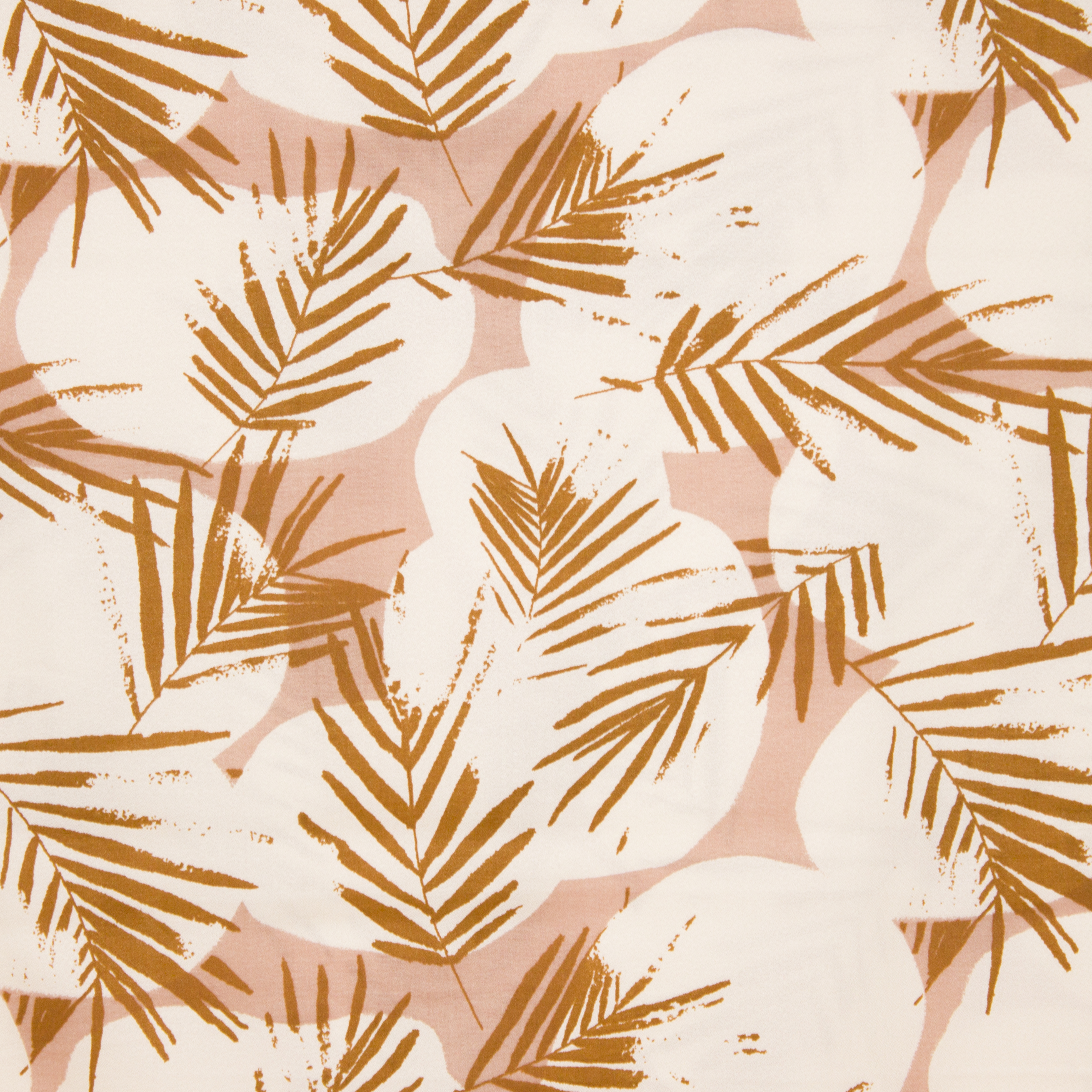 Wit/roze viscose met camel bladeren canopy ochre