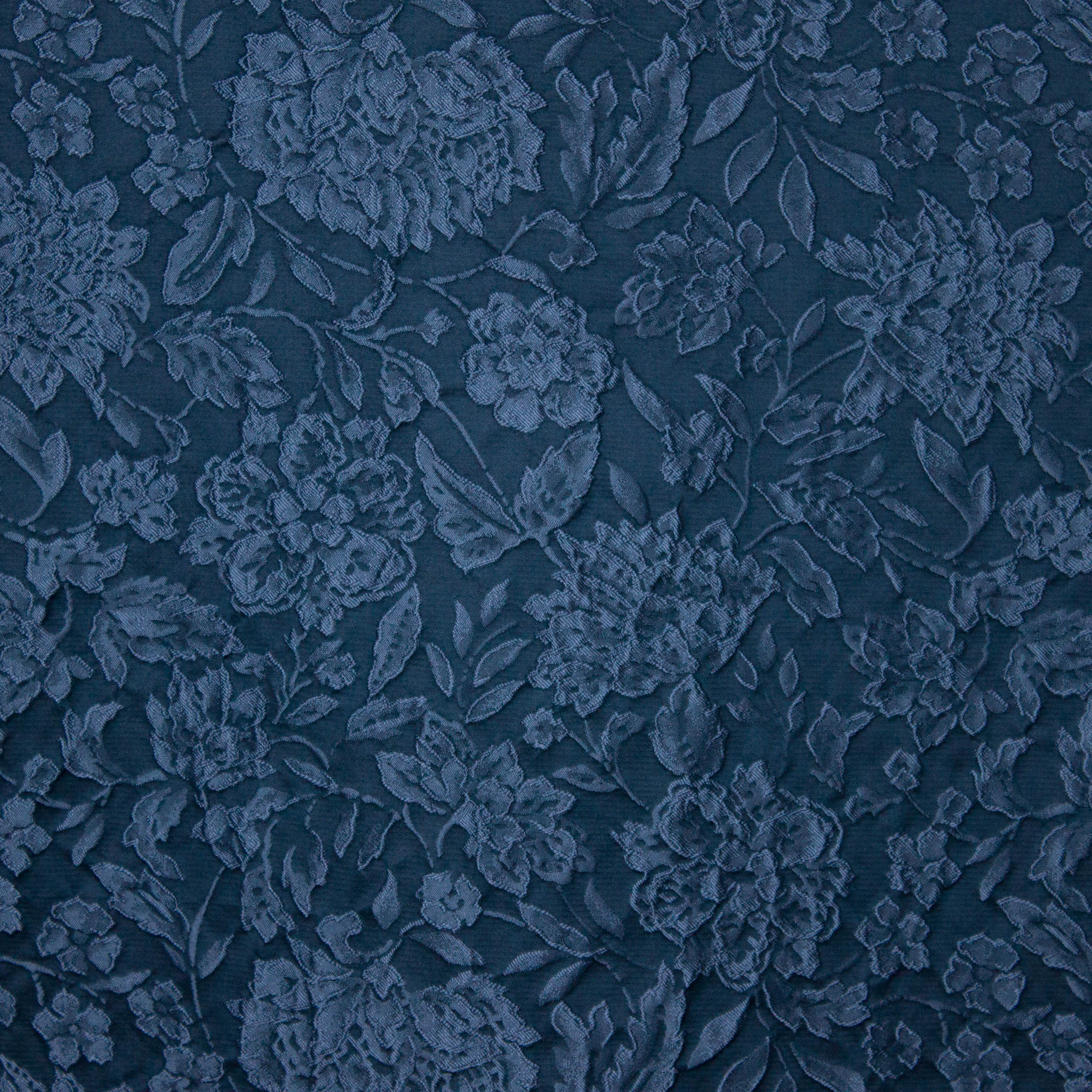 Donkerblauwe jacquard met bloemenmotief