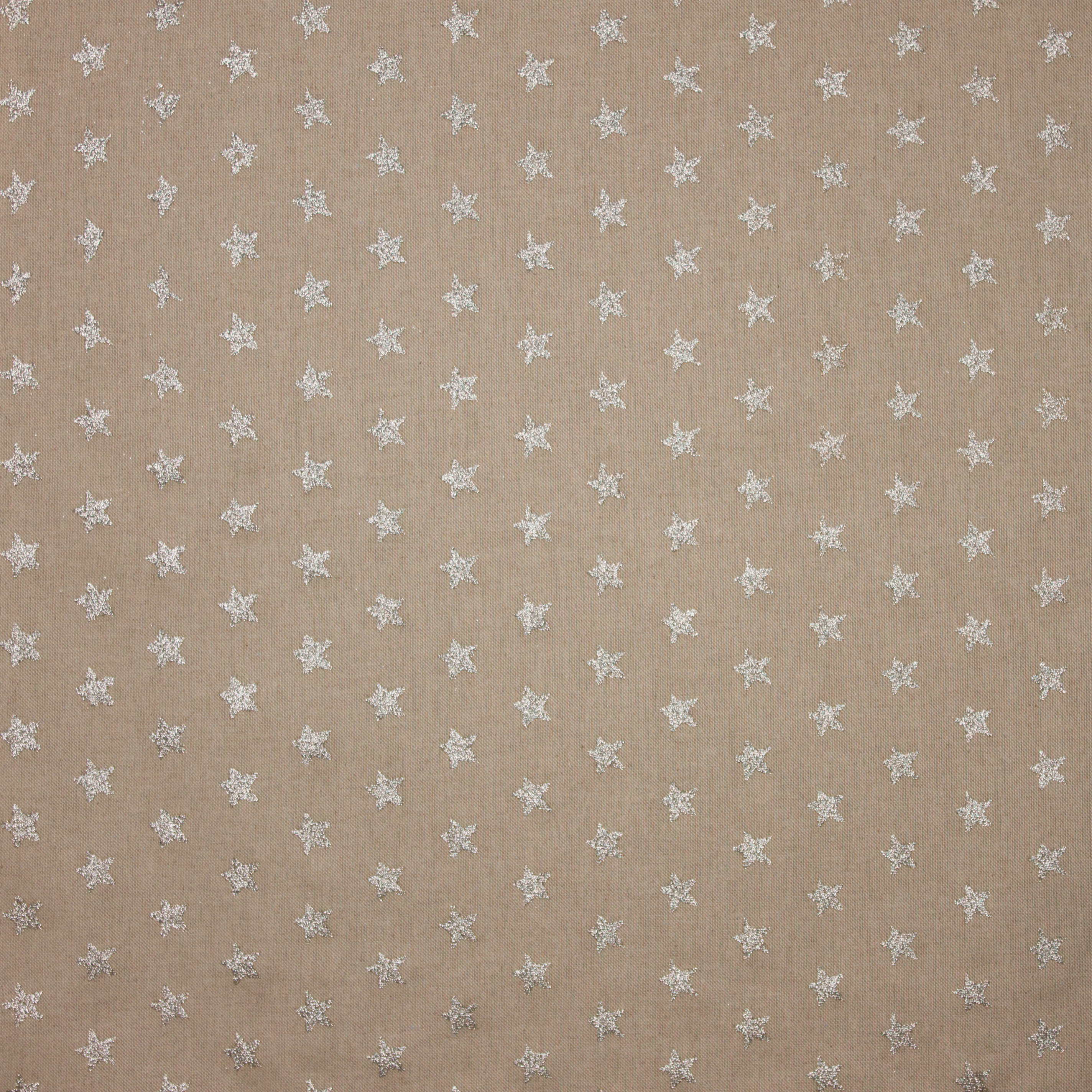Ecru canvas met glitter zilveren sterren