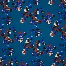 Italiaanse viscose in petrol met abstracte bloemen