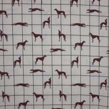 Italiaanse viscose met windhonden en ruitjes in huidskleur