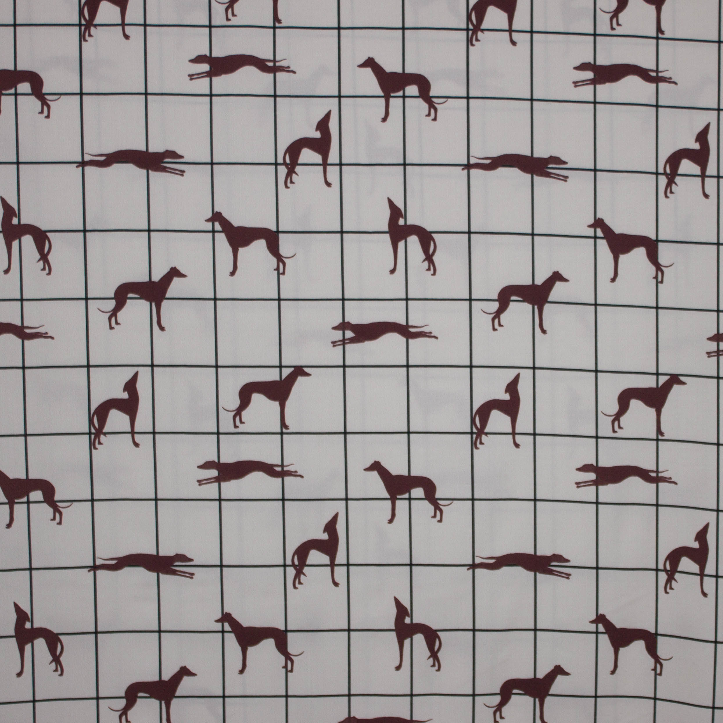 Italiaanse viscose met windhonden en ruitjes in huidskleur