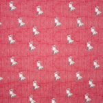 Sweaterstof in rood visgraadmotief met vosjes