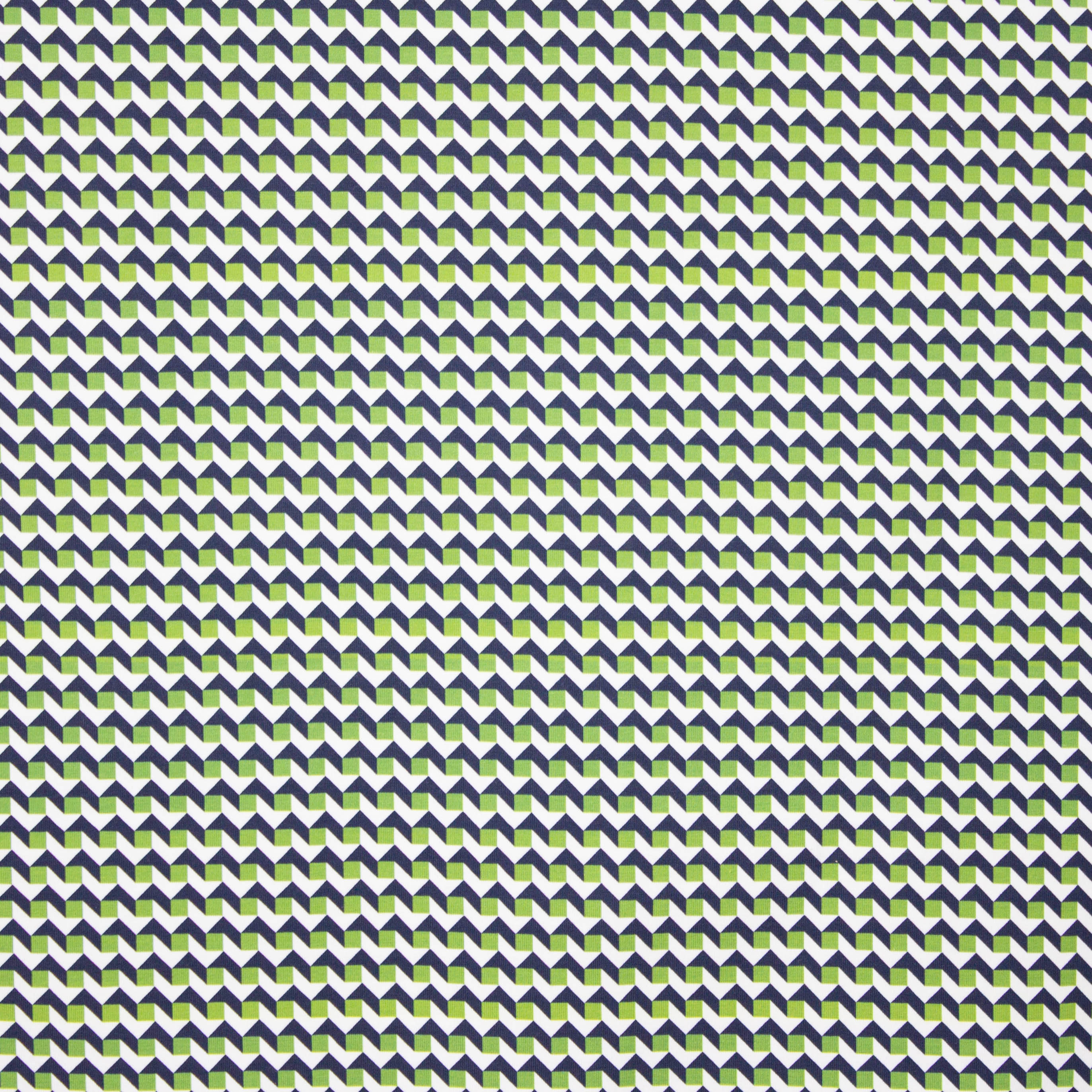 Tricot met geometrisch motief in groen, zwart en ecru van Hamburger Liebe