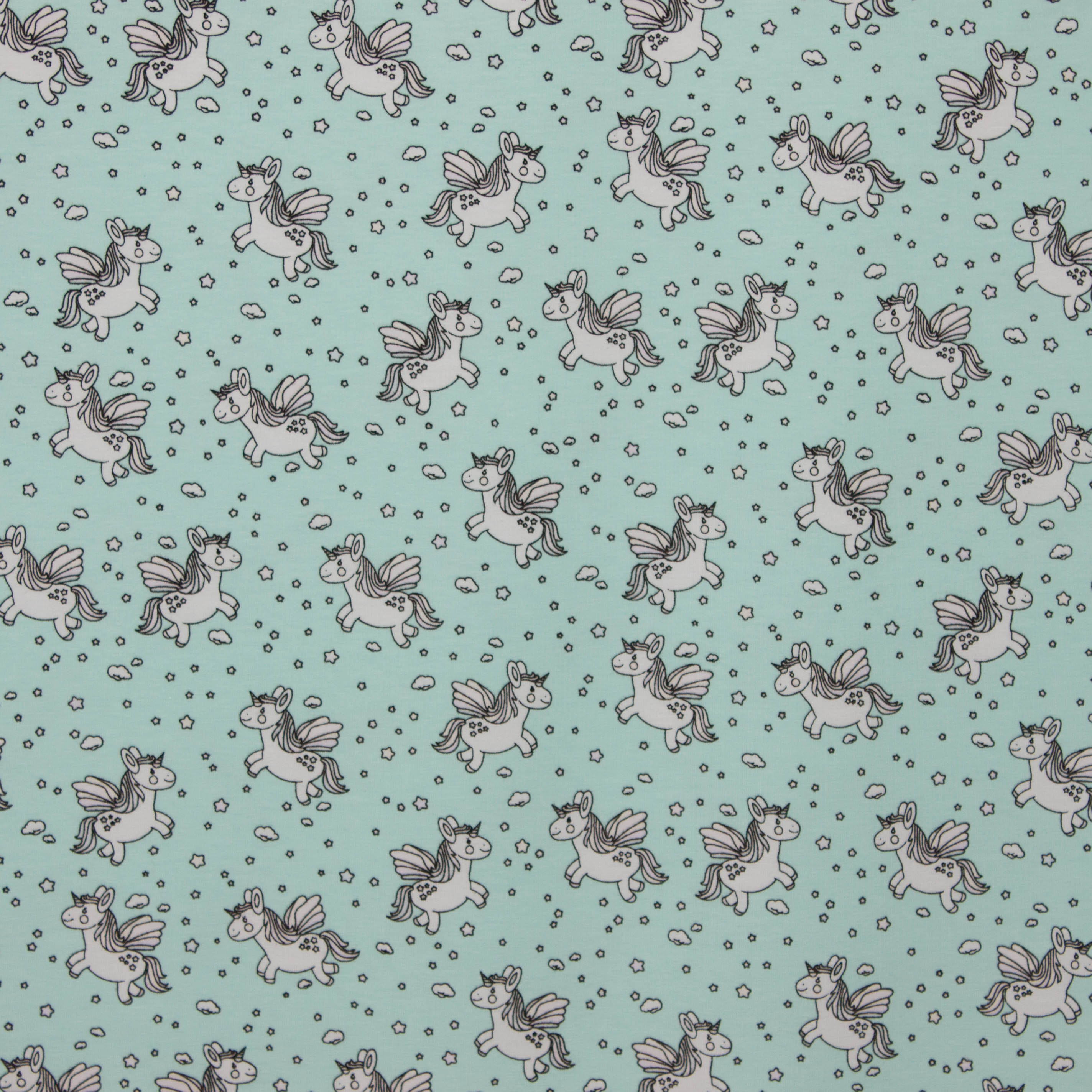 Kleur veranderende tricot met eenhoorns 'Glow in the sun' van Poppy