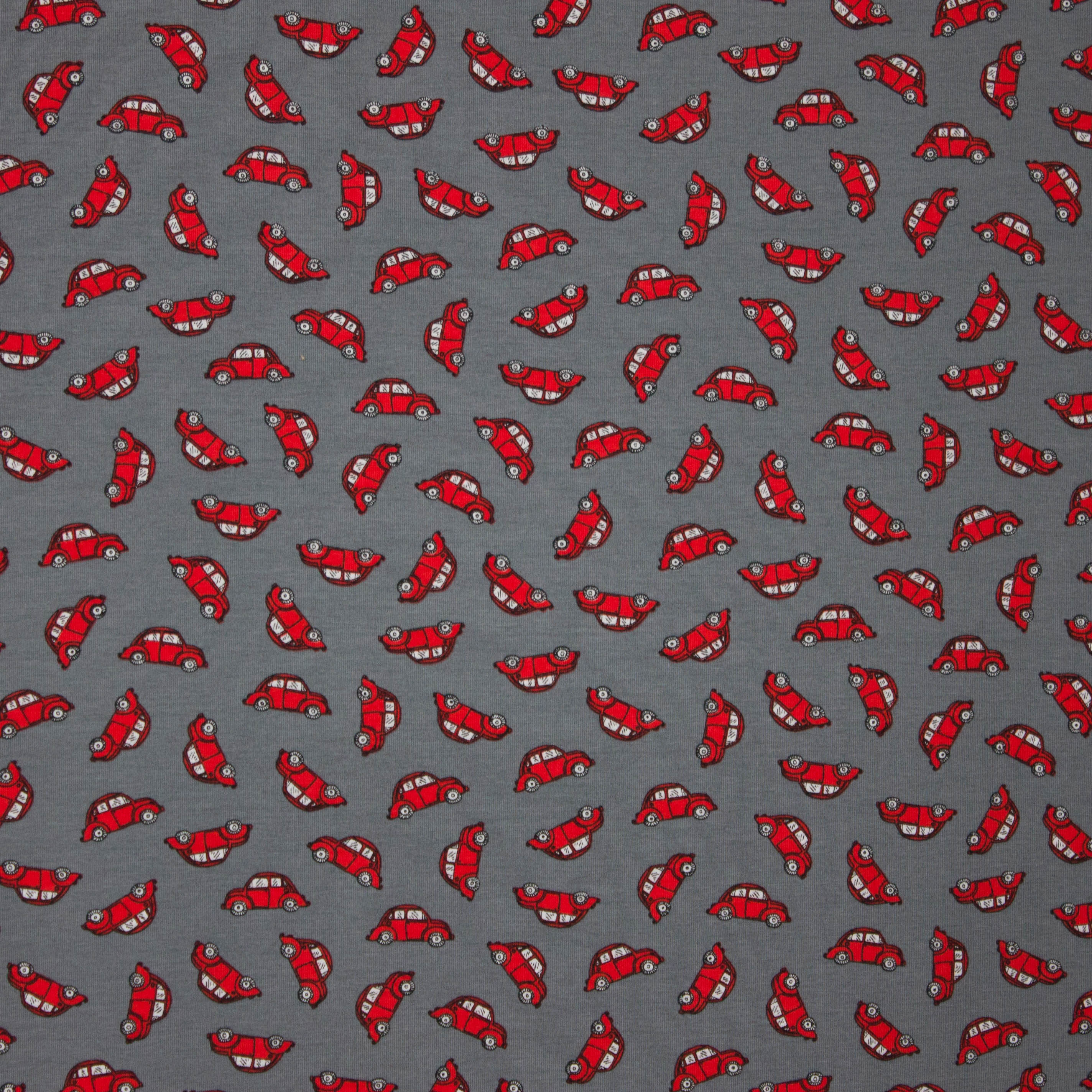 Grijze tricot met rode auto's