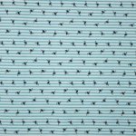 Gestreepte tricot in wit en lichtblauw met flamingo's