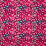 Rode tricot met veelkleurige retrobloemen en bollen van Stenzo