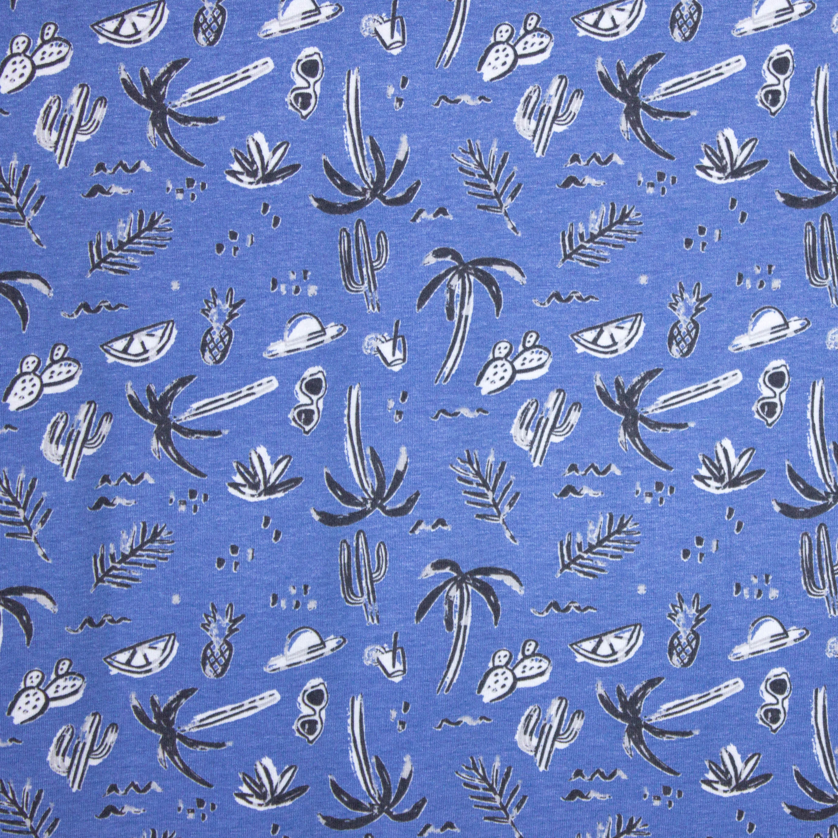 Tricot in blauw bedrukt van B trendy