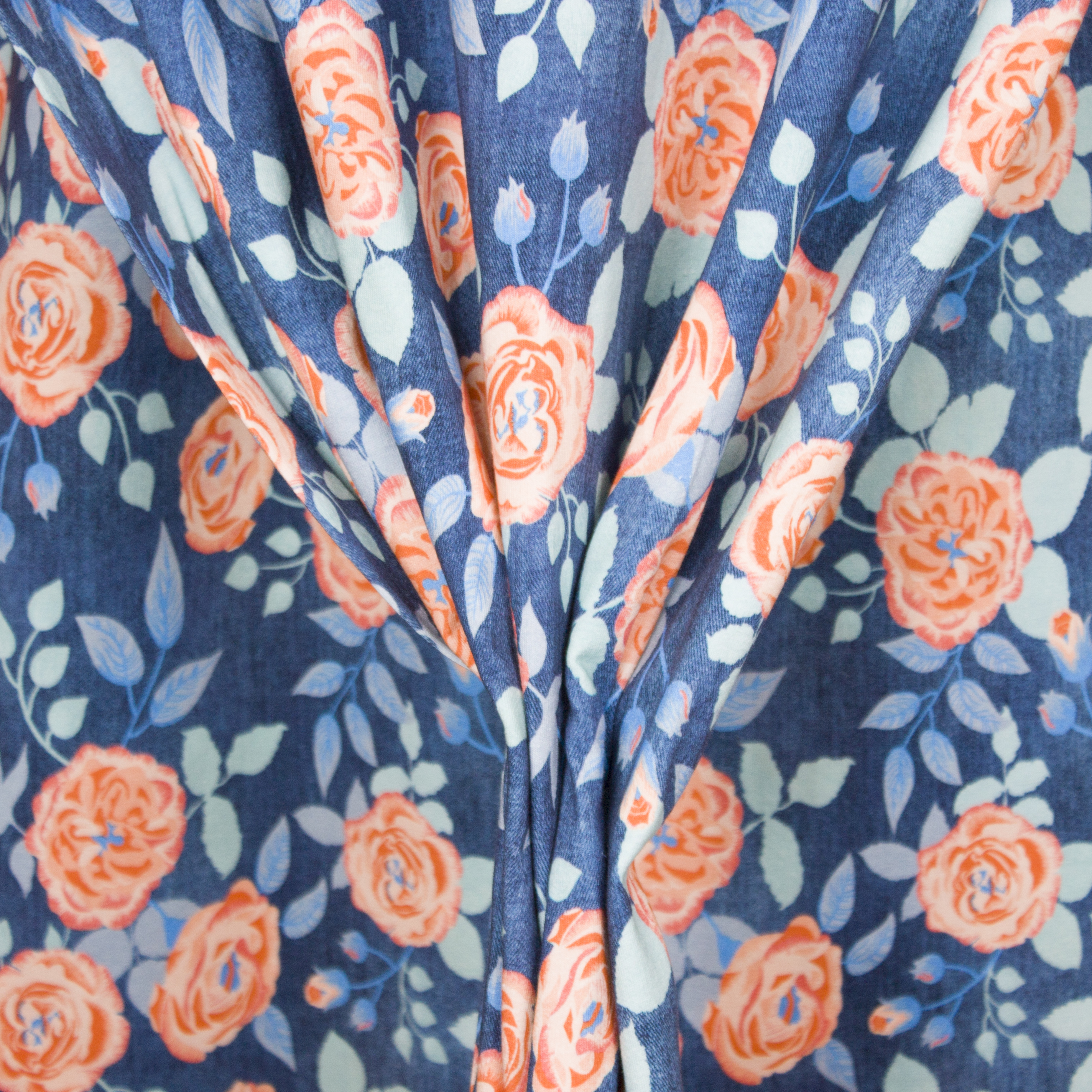 Jeanslook tricot met bloemen
