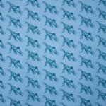 Blauwe tricot met sprinkhanen motief