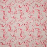 Ecru tricot met print van rode zwanen