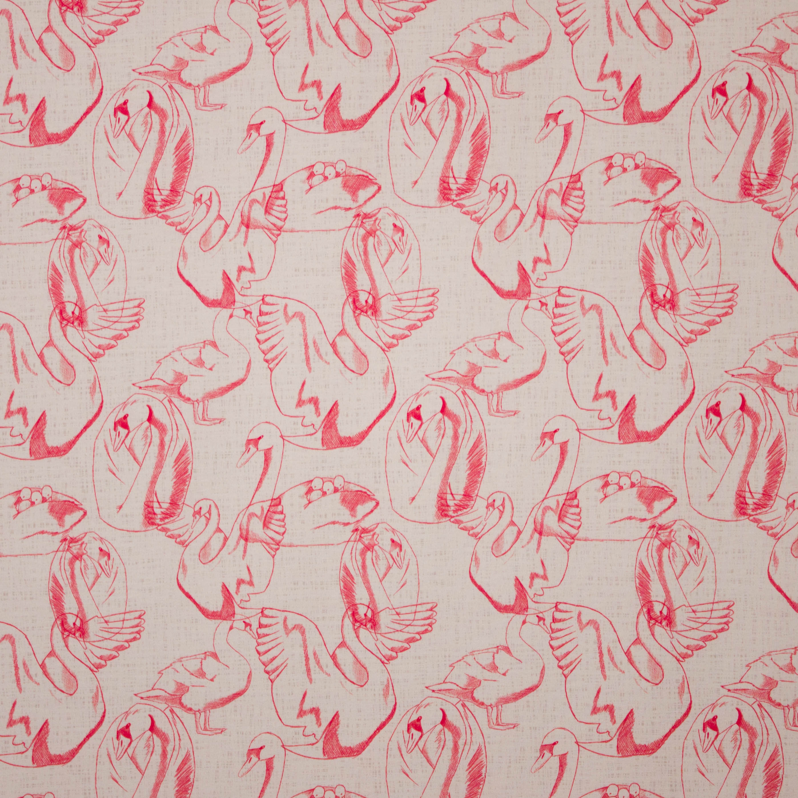 Ecru tricot met print van rode zwanen
