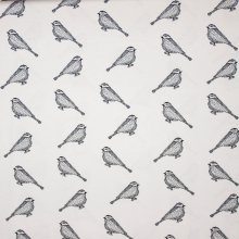 Witte viscosetricot met zwarte vogels