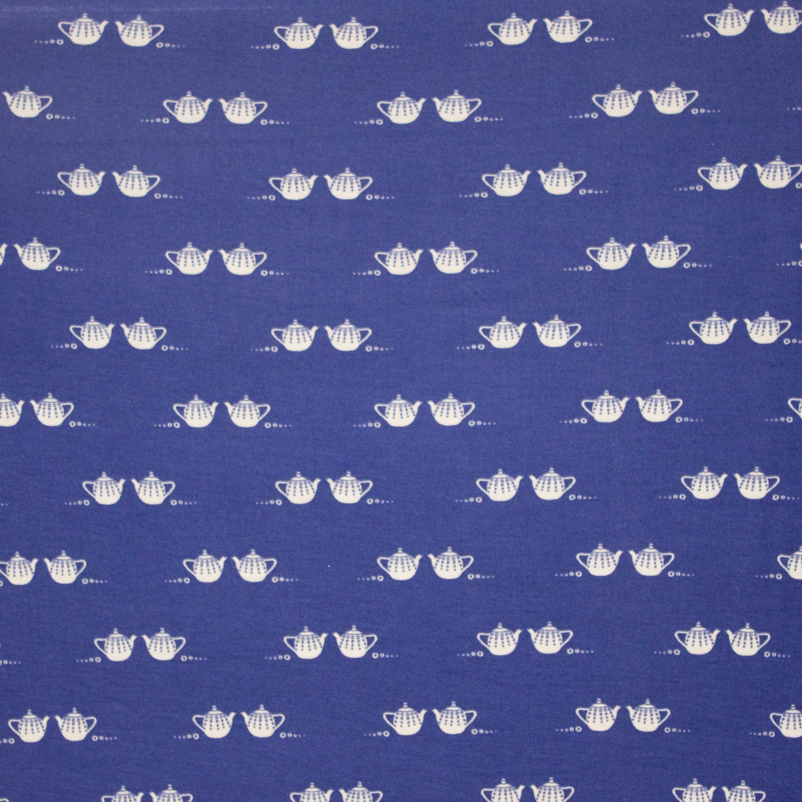 Blauwe tricot met koffiekopjes motief  van 'Froy & Dind'