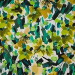 Witte Italiaanse piqué katoen met abstracte bloemen bedrukking