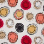 Witte Italiaanse piqué katoen met abstracte cirkels