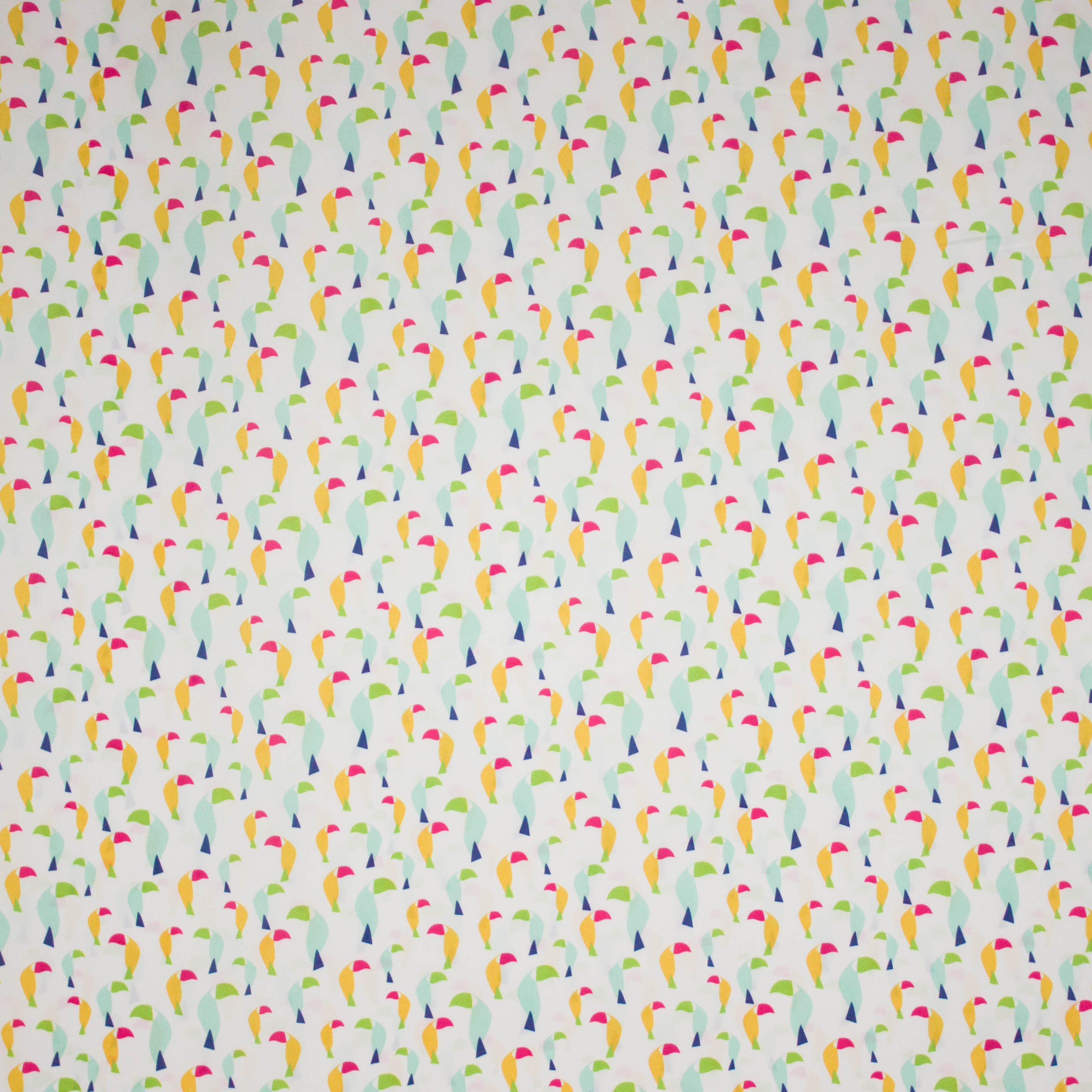 Witte polyester met toekan motief