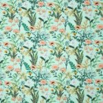 Munt tricot met planten en bloemen motief van 'Megan Blue Fabrics'