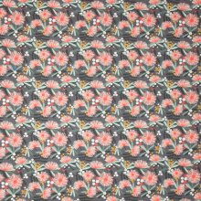Donkergrijze modal tricot met zalmroze pluisbloemen van 'Lillestoff'