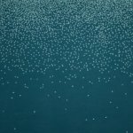 Petrol jacquard paneel, met witte regendruppels van 'Lillestoff'