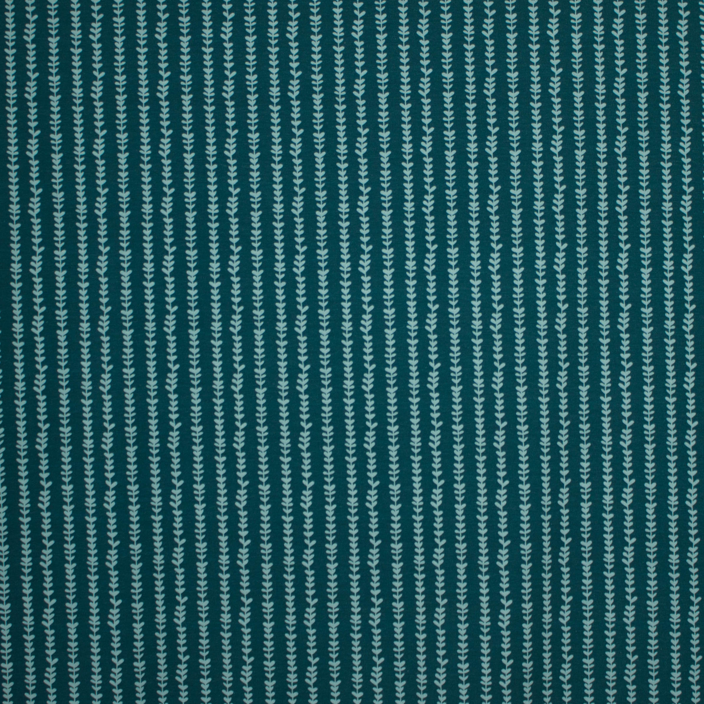 Petrol tricot met lichtgrijze slinger motiefjes van 'Lillestoff'