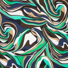 Soepele viscosetricot met abstract lijnen motief