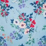 Lichtblauwe katoen met bloemen motief