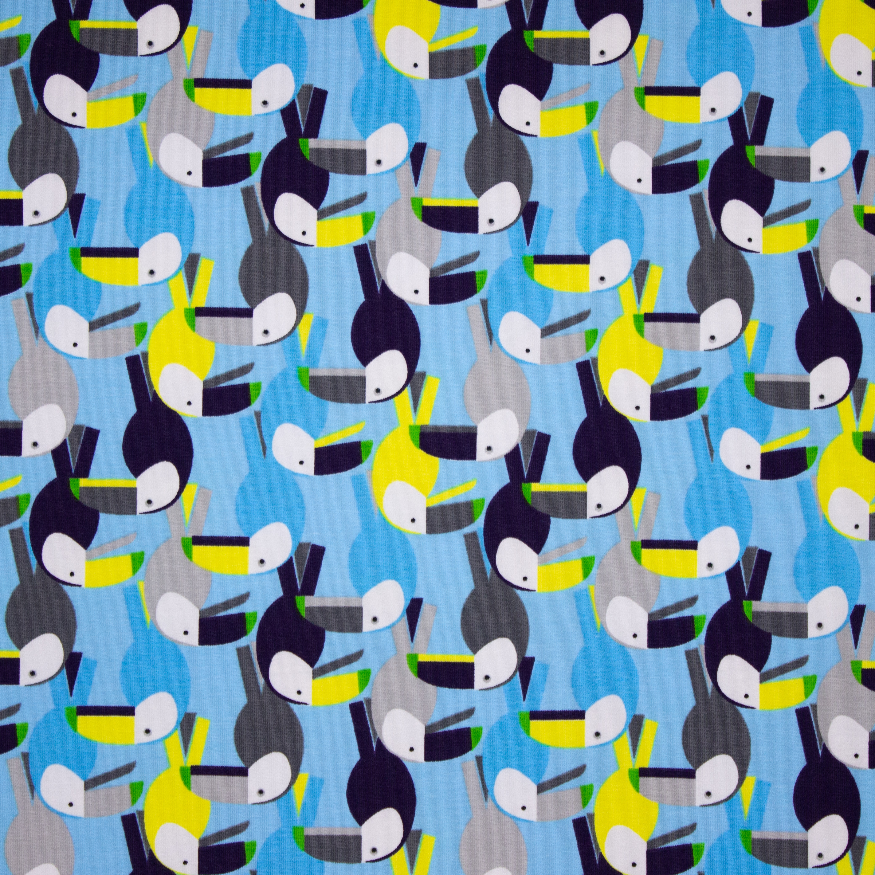 Blauwe Tricot met Tropische Vogels