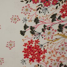 Ecru viscose met bloemenmotief